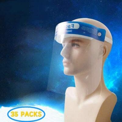 Safety Face Shield 35 Pack Adjustable Transparent Full Face Protective Visor with Eye & Head Protection Anti-Spitting Splash Facial Cover for Women Men