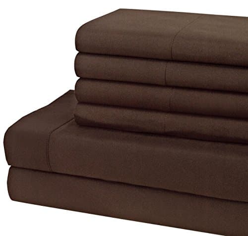1800 Series Egyptian Collection Solid Microfiber 6 Piece Sheet Set (King, Chocolate)