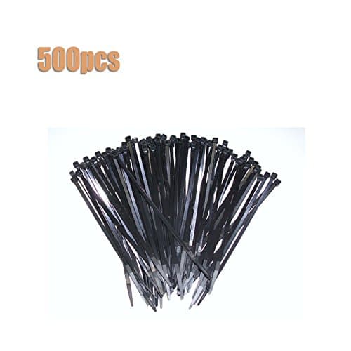 Self-Locking 8-Inch Nylon Cable Tie in Black - 500 PCS