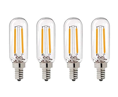 CTKcom 2W E12 Edison LED Filament Light Bulb(4 Pack)- Dimmable Candelabra Light Bulb T8/T25 LED Tubular Bulb 20W Equivalent Warm White 2700K 120LM Tube Bulb for Candle,Pendant Light,E12 Base 110V-130V