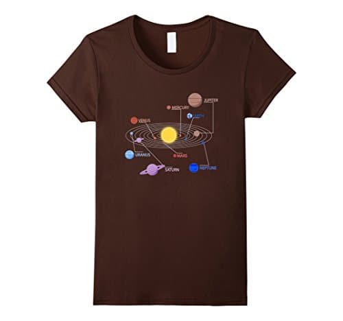 Womens Solar System T-Shirt Medium Brown