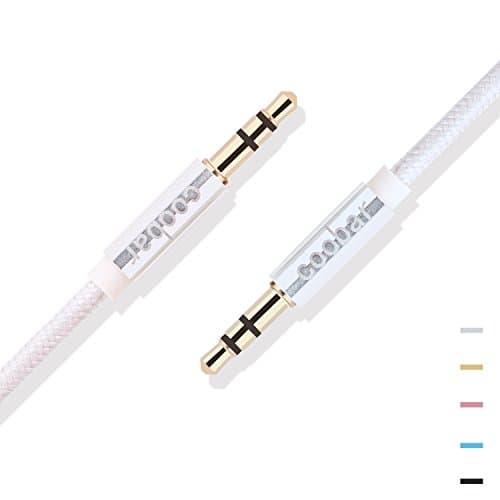 Coobar 3.3 Ft Nylon Audio Cable ,3.5mm Aux Cord , Auxiliary / Aux Cable for Car / home Stereo ,Beats Headphone,iphone,Computer,Speaker,MP3 Players (Sliver)