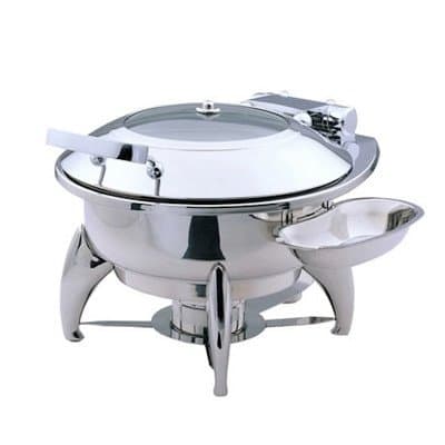 Smart Buffet Ware 1A15303B Smart Medium Round Chafing Dish with Glass Lid, Base and Spoon Holder