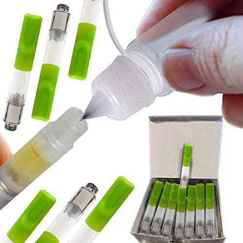 3ML Clear Needle Tip Bottle or Needle Nose Dropper Bottles and MULTI-COLOR (0.5 ML) Liquid Tank - 510 Thread (Combo Pack) (10, Green)