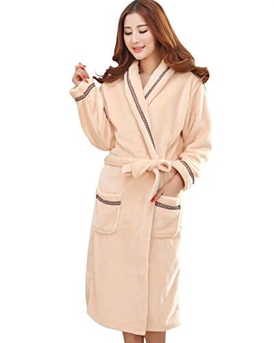 Wxian Women's Plush Soft Warm Bathrobe Robe