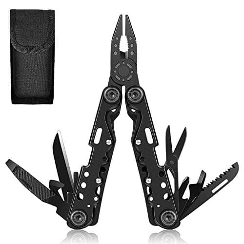 11 in 1 Multi-Tool | Stainless Steel Black Oxide Multitool Pocket Army Knife | Carry Bag Included | Multifunctional Foldable Pliers Screwdriver Knife