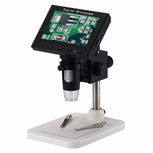 MasBros 4.3 inch Full Color LCD Digital USB Microscope with 10X-600X Magnification Zoom,8 LED Adjustable Light,Rechargeable Lithium Battery,Micro-SD Storage,Camera Video Recorder