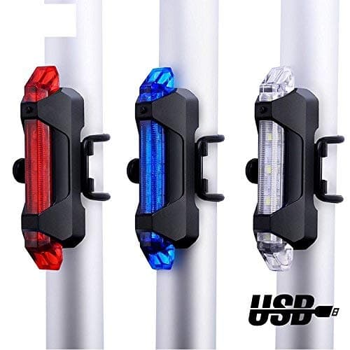 BLAPOXE Imported USB High-Brightness LED Light Bicycle Rear Tail Lamp Waterproof 1 PCS (Red/Blue/White)