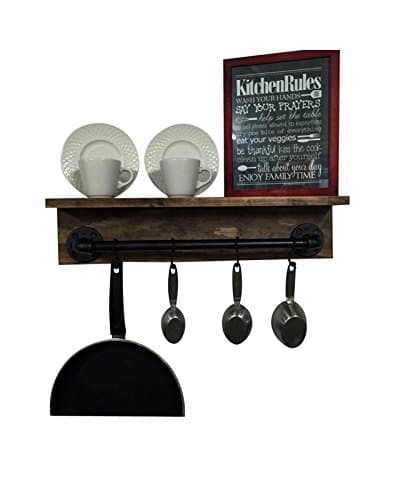 Industrial kitchen shelves, industrial pot rack, rustic wall shelf, rustic kitchen decor, industrial decor, pot hanger, industrial shelf