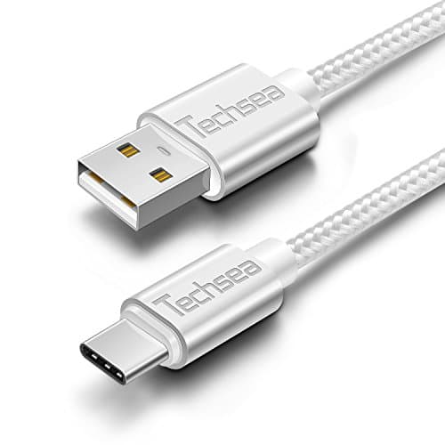 USB Type C Cable (2 Pack 3.3ft,6.6ft), Techsea Nylon Braided USB C to USB A Charging Cable , for Samsung Galaxy S8/S8 Plus, LG G5/G6/V20, Nexus 5X/6P, Pixel XL, Nintendo Switch GoPro5 (Silver)