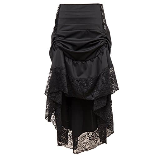 Adjustable Ruffle High Low Gothic Skirt Plus Size Steampunk Corset Skirt Long Dress