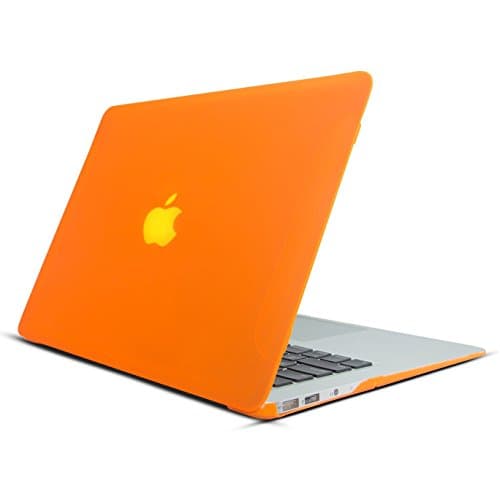 HuGee Translucent Hard Case for MacBook Air 13 Inch (Model: A1369/A1466), 13.3" Mac Book laptop Cover Coated with Matte Rubber Skin - Orange