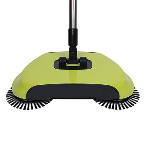 Household Automatic Hand Push Sweeper Broom without Electricity Multi-Functional Profession Vacuum Cleaner Sweeping Robot ,Dustpan and Trash Bin 3 in 1 Floor Cleaning System (Yellow)