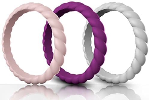 Made for Her Stackable Silicone Wedding Ring for Gym Sports Women - Thin &amp; Durable Pack of 3