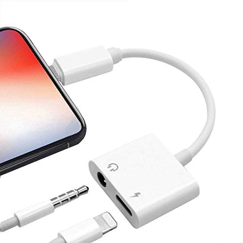 Headphone Adapter for iPhone 3.5mm Aux Charging Cable Connector for iPhone 8/8Plus/XR/X/XS/XS max 2 in 1 Earphone Audio Cables Charger Headphone AUX Audio Charger Adaptor Support All iOS System