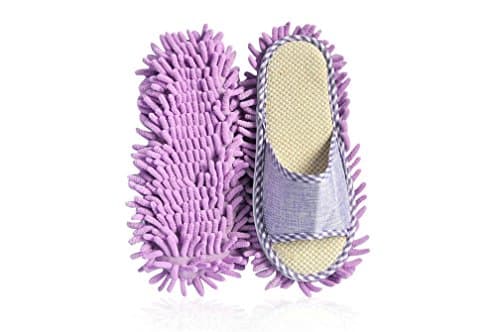 Japsom Soft Microfiber Home Cleaning Dusting Mopping Slippers, PurpleMedium