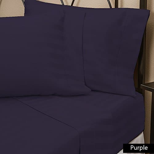 Stripe Pattern New 4 PCs Sheet Set 15" Deep Pocket Purple Color Twin Size 600 Thred Count {100% Egyptian Cotton}