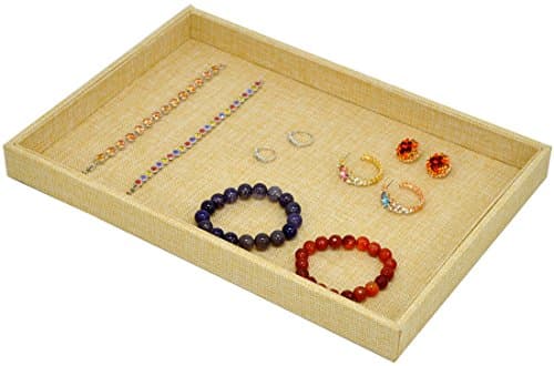 Multipurpose Jewelry Tray Showcase Display Storage Organizer Linen Stackable One Room