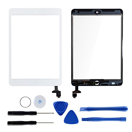 Touch Screen Replacement for iPad Mini 1 2 Retina,Front Digitizer Assembly with IC Chip, Home Button and Camera Holder + 7 Pieces Tools + Adhesive Tape Pre-installed by ZHCH (White)