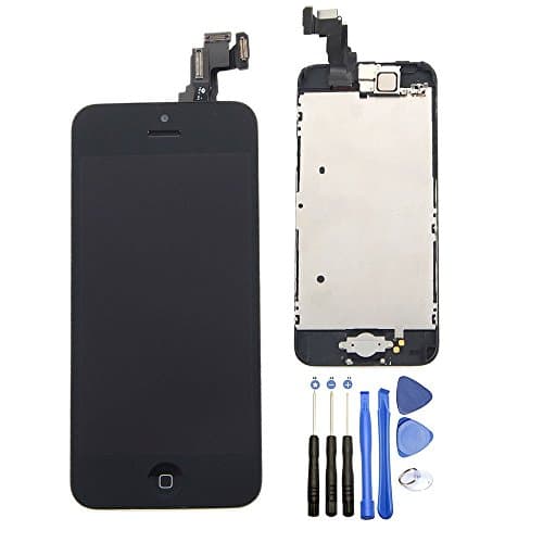 LLLtrade iPhone 5C LCD Display Screen Replacement Touch Digitizer Full Assembly with Home Button, Ear Piece, Front Camera, Frame, Metal Plate. and Repair Tool kit