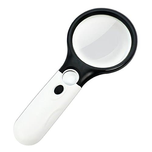 Multiple Magnifying Magnifying Handheld Magnifier with Lamp Reading for The Elderly Reading Optical Glass Glass (10X/20X),White-85 * 195mm Reading Magnifier (Color : White, Size : 85 * 195mm)