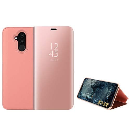 Custodia Mirror Plating Clear View Stand Function Flip Case for Huawei Mate 20 Lite (Rose Gold)