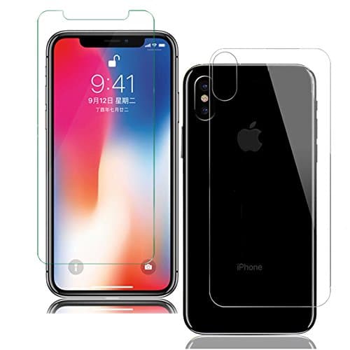 iPhone X Front &amp; Back Screen Protector（2pcs）,Tempered Glass [3D Touch] Anti Glare Front + Rear Glass Protector Anti Fingerprint Guard for iPhoneX iPhone10 （2017）