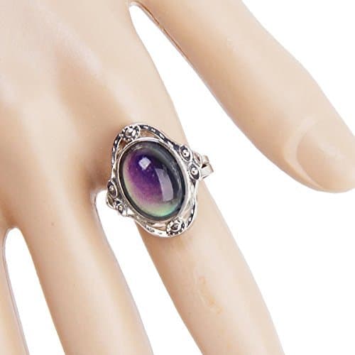 PIXNOR Gypsy Boho Ring Adjustable Oval Changing Mood Finger Ring