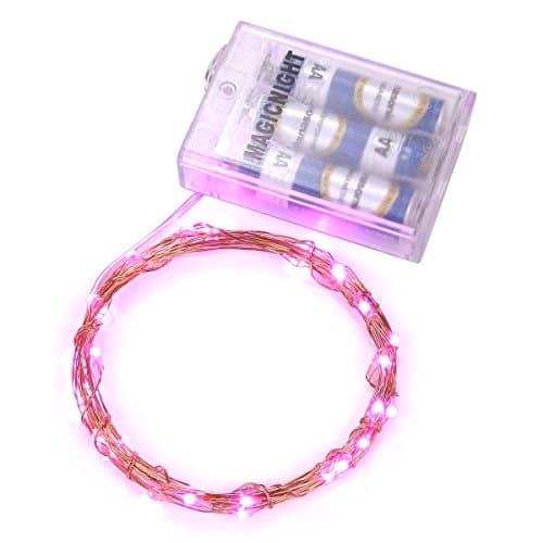 Magicnight Valentine's Day Pink 10ft 30 Mini Micro LED Copper Starry Fairy Strings Lights AA Battery Powered Operated Set of 1