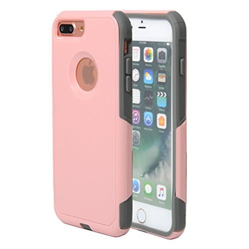 iPhone 8Plus &amp; 7Plus case,Chanroy Heavy Duty Dual Layer Slim-fit Ultra-thin Cover for iPhone 8Plus &amp; 7Plus 5.5 inch(Pink on Gray)