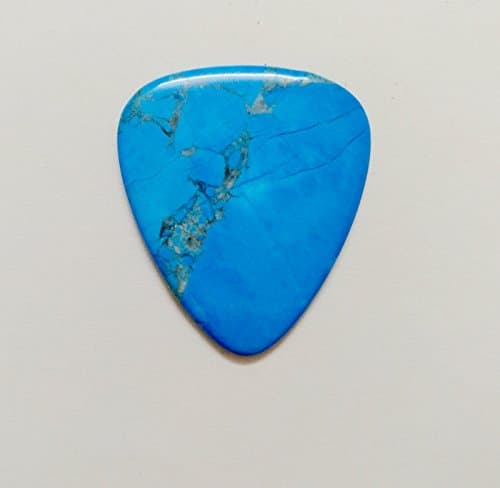 Realgem-Medium Gauge,Teardrop Style Sharp Tip,Hard Luxury Guitar Pick Made of Genuine Gemstone,Crystal,agate Guitar pick,(one pack) (Stabilized turquoise)