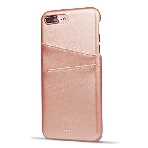 iPhone 8plus card Case,Leather Case for iPhone 7plus,Ultra Slim Premium PU Leather Case with Business Credit Card with 2 Slot Holder Protective Cover for iPhone 8 (Rosegold, iphone7plus/8plus case)