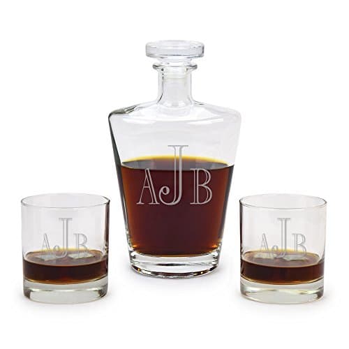 Custom Engraved Whiskey Decanter and Rocks set (Monogram Set)