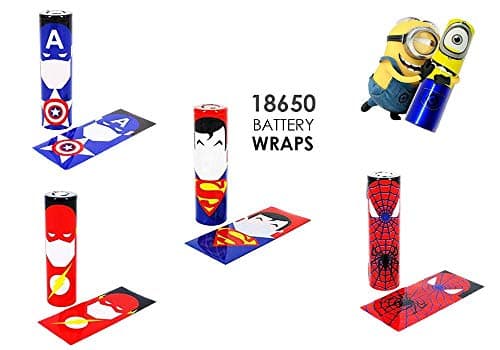 100-Pack Assorted #6 Pre Cut 18650 Battery Wraps Cover Protective Sleeve Heat Shrink Wrap 71mm 30mm Tube Tubing Film for DIY Lithium Sleeve Protective Vape 18350 Covers Plastic Hero Cartoons