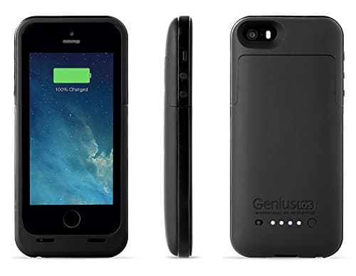 Genius_ios Battery Case Iphone 5 5S 5SE External Power Charger Backup Bank Pack Black Slim Cover 2200Mah Portable Apple IMPROVED VERSION