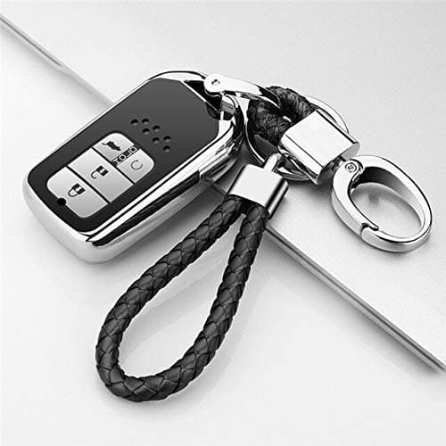 XVBTR Soft TPU case for pc Keyring Keychain Car Key Case For Honda Civic Accord CR-V Pilot HR-V 2017 2018 2019 for CXV Car Accessories D-Silver-Keychain