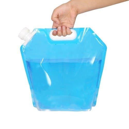 Hand-Held Water Bag, WaterLuu Folding Drinking Water Container Storage Pouch Carrier Tank of Food Grade Material for Outdoor Camping Hiking Picnic BBQ Wilderness Survival - Transparent, Blue - 5L