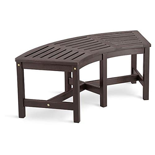 Curved Eucalyptus Wood Bench - Espresso