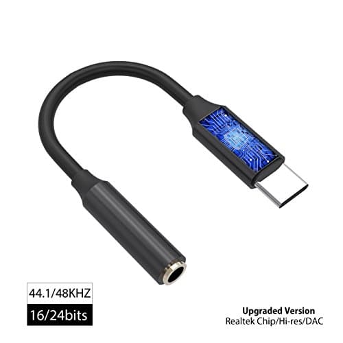 USB C to 3.5mm Audio Cable,AirsFish Type C to 3.5mm Stereo Earphone Converter,Realtek Chip/Hi-res/DAC Headphone Cord Compatible with Pixel 3/3XL 2/2XL,HTC U11,Moto Z2,Samsung S9/S8/N8,Nexus（Black）