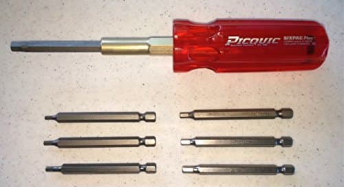 Picquic SixPac Plus Multi-Bit Screwdriver with 7 Allen Metric Bits, Assorted Colors