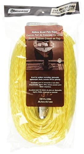 Lehigh Group DF8100HD Hollow Braid Polypropylene Floating Rope, 3/8" x 100'