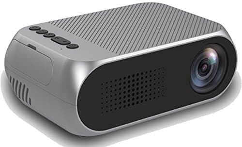 1080P Portable LED Video Projector, Mini Multimedia Projector with USB/SD/AV/HDMI support PC U-Stick Ideal for Home Pocket Projector for Video Movie Game - Gray