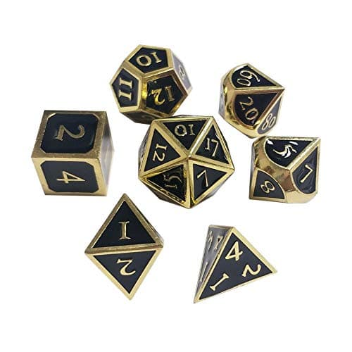 longrep 7 Pieces Set Table Games Dice Multiple Sides Dice Innovative RPG Dice Metal Dice set for Game Dungeons and Dragons RPG Math Teaching