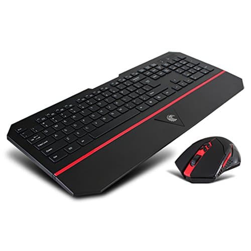 Wireless Keyboard and Mouse Set, LESHP 2.4G Slim Desktop Cordless Keyboard and Mouse Combo, Ergonomic Chiclet Design Anti-spill, Water-Resistant Keyboard Design-UK Layout