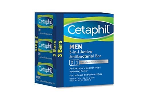 Cetaphil Men 3-in-1 Active Antibacterial Bars, 13.5 Ounce - Buy Packs and SAVE (Pack of 3)