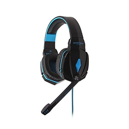CEStore® KOTION EACH G4000 Over-ear 3.5mm PC Game Earphones, PC Gaming Wired Headset with Mic for PC Computer Laptop Realistic Game Noise Canceling &amp; Volume Control &amp; Stereo HIFI Driver (Black + Blue)