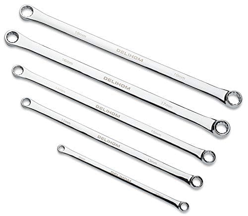 5PCS Extra Long Double Ring Box End Spanner Aviation Wrench Set Strong Power Less Effort Metric 8mm-19mm