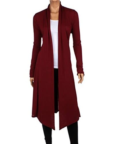 LEANI Women's Long Open Front Drape Lightweight Maxi Long Sleeve Cardigan Sweater Longline Duster Coat