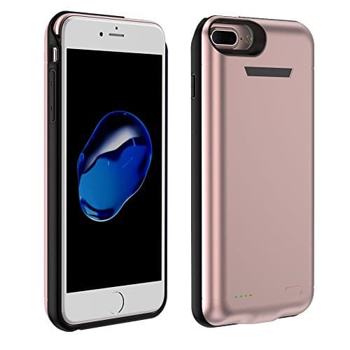 Leaber 8200mAh Battery Case For Both Iphone 7(S) Plus and Iphone 6(S) Plus 5.5" Slim Case Rechargeable Portable Charger Case External Battery Backup Case Cover with 4 LED Lights (Rose)