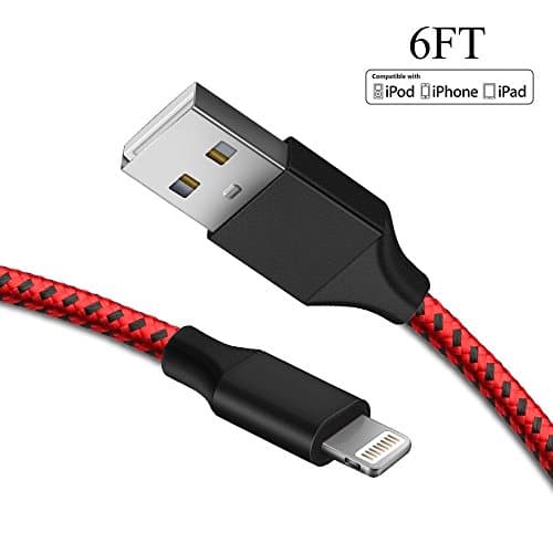 UDAODFA Lightning Cable, 6FT to USB Syncing and Charging Cable Data Nylon Braided Cord Charger for iPhone X/8/8Plus/7/7Plus/6/6Plus/6s/6sPlus/5/5s/5c/SE and more(Black&amp;Blue)